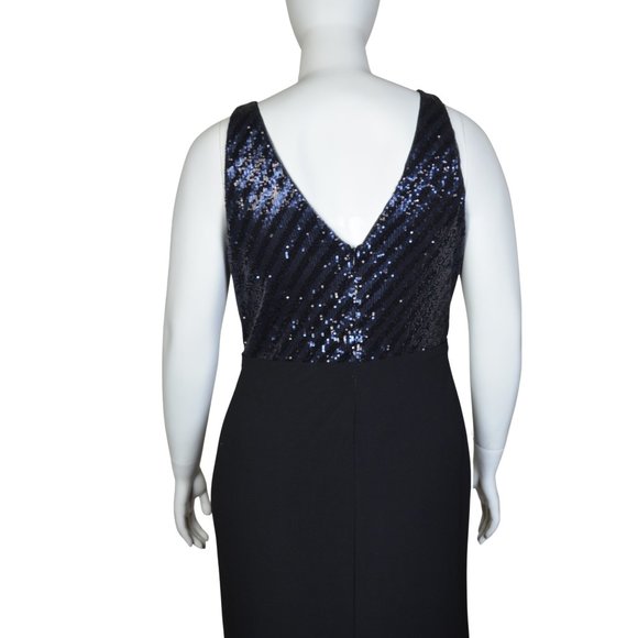 Lauren Ralph Lauren Black & Blue Sequin Bodice Full Length Gown - Size 16 HOT! - Picture 6 of 9